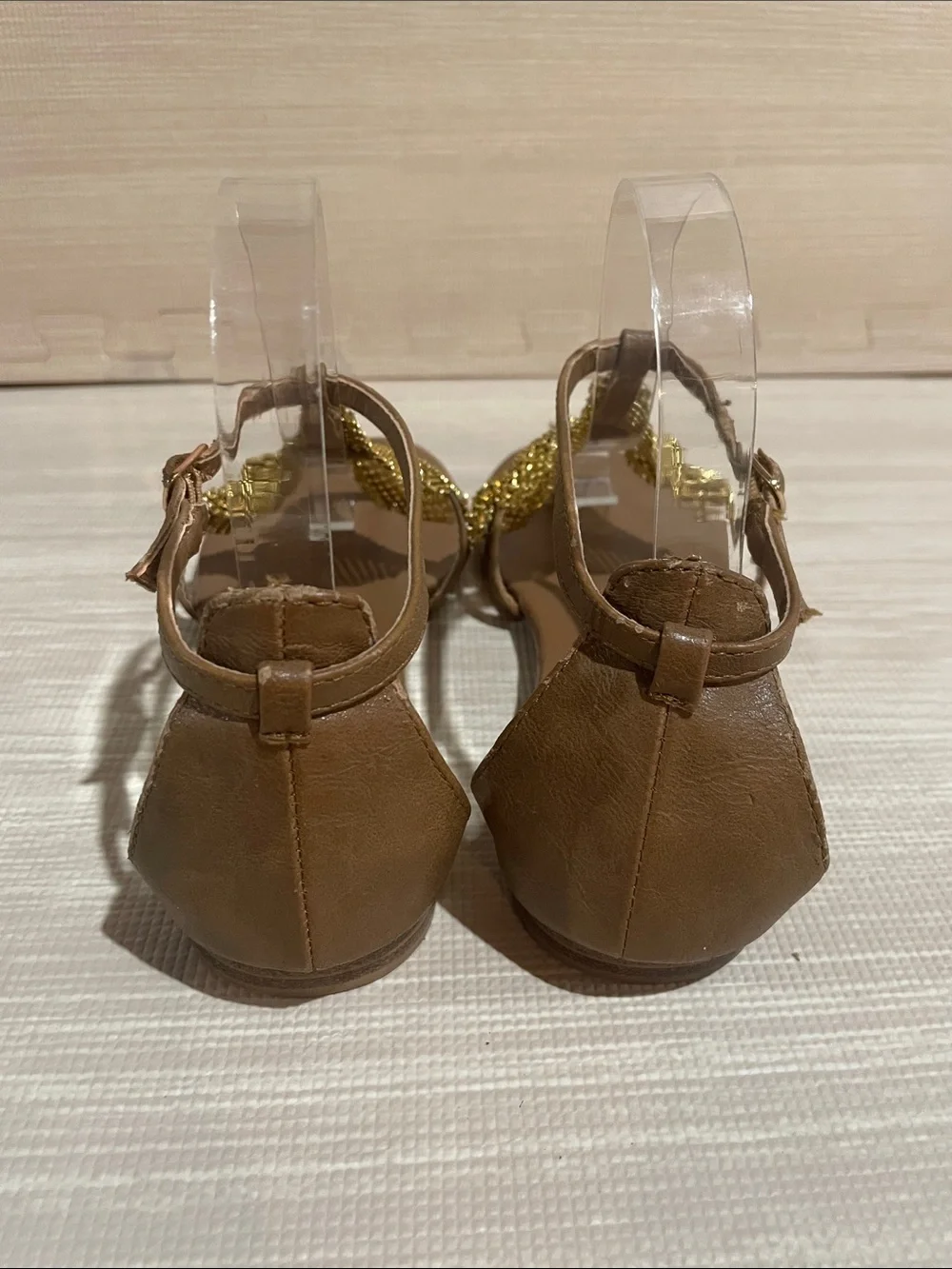 Qupid Gold Metallic Mesh Sandals